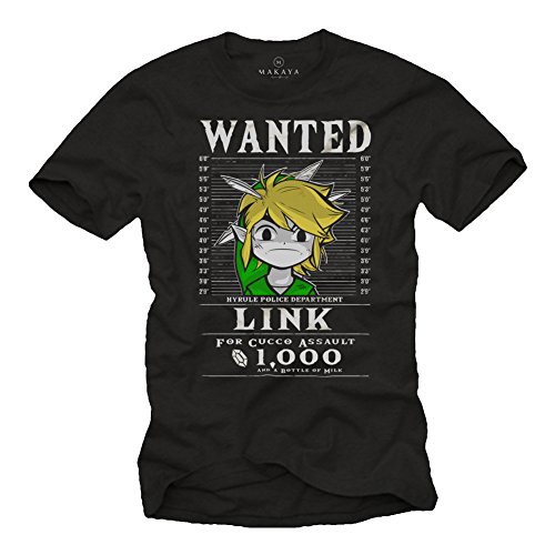 T-Shirt Hombre Manga Corta - Link The Legend - Camiseta Friki Zelda Gamer Hyrule Negra XXXXL