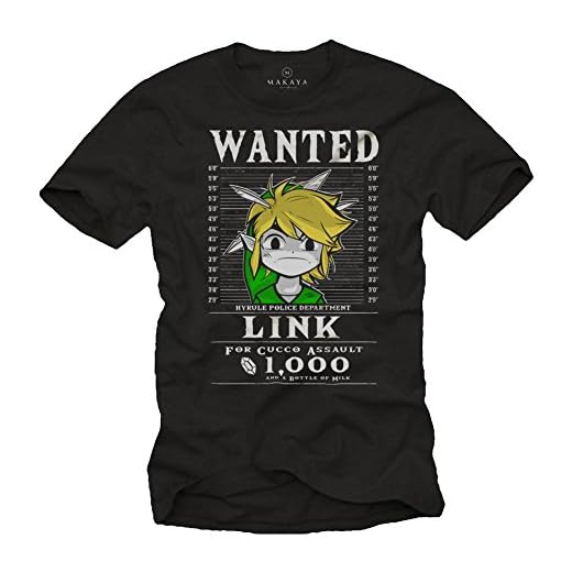 T-Shirt Hombre Manga Corta - Link The Legend - Camiseta Friki Zelda Gamer Hyrule Negra XXXXL