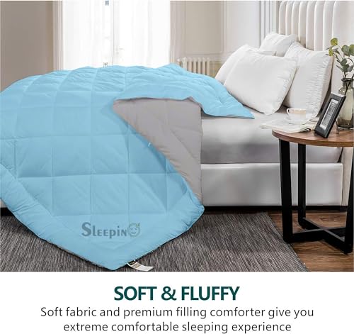 Image of 600 GSM Heavy Winter Single Bed Comforter | Microfiber, Breathable, Reversible,Soft, Lightweight & Machine Washable Comforter for Single Bed 60x90 Inch - SkySilver