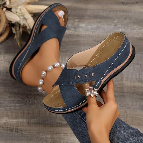 Wedge Sandals for Women Summer Lightweight Memory Foam Platform Shoes Slip On Slides Open Toe Flat Hollow Out Breathable Shoes Summer Beach Sandals3