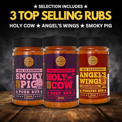 Premium Seasoning - Classic, Gourmet & Festive BBQ Rubs - Flavourful Blends of Spices for Beef, Pork, Poultry, Veggie BBQ Dishes - Gift For Foodie | Large Jars | Pack of 6 (Classic)