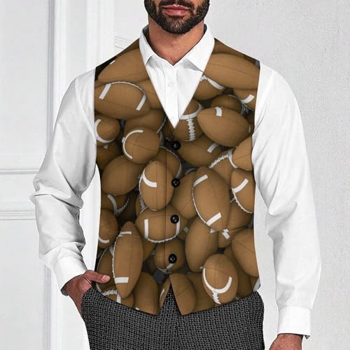 American Footballs Men's Suit Vest Slim Fit V-Ncek Waistcoat Business Casual Vest2