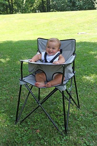 Image of ciao! baby Portable High Chair, for Travel and Camping, Grey Check