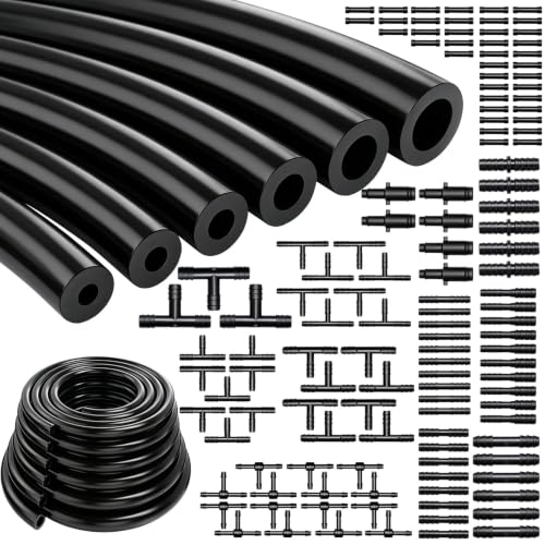 Image of Tnisesm 134PCS Vacuum Hose Automotive Kit 5FT,1 /8 inch 5 /32 inch 3 /16 inch 1 /4 inch 5 /16 inch 3 /8 inch Tubings with 128PCS Connectors ID High Performance 130PSI Silicone Vacuum Hose line Kit