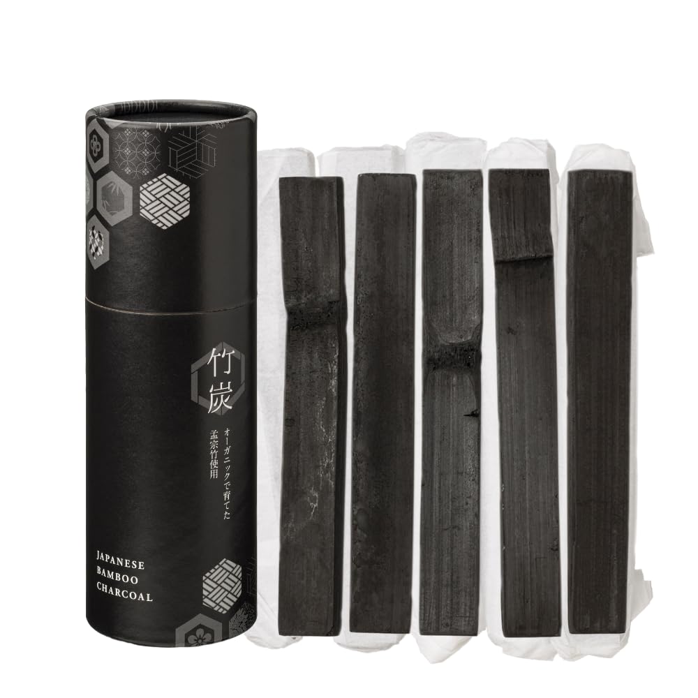 bamboo charcoalTakesuminosato Sticks (Pack of 5) for Drinking Water, for Use in Pots and Plastic Bottles, to Make Tap Water Mild and Tasty, Minerals, Alkaline, Made in Japan