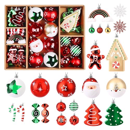 Alupssuc 65 Stück Weihnachtskugeln Weihnachtsdeko Set, 4-14 cm...
