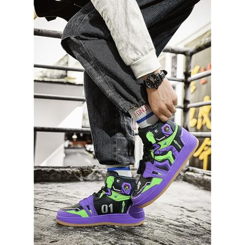 Men's Fashion High Top Chunky Sneakers Anime Color Block Walking Streetwear Basketball Shoes for Men2