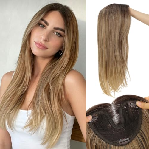 For thinning at the crown, not full coverage: a 4.7-star clip-in topper at 22 inches.