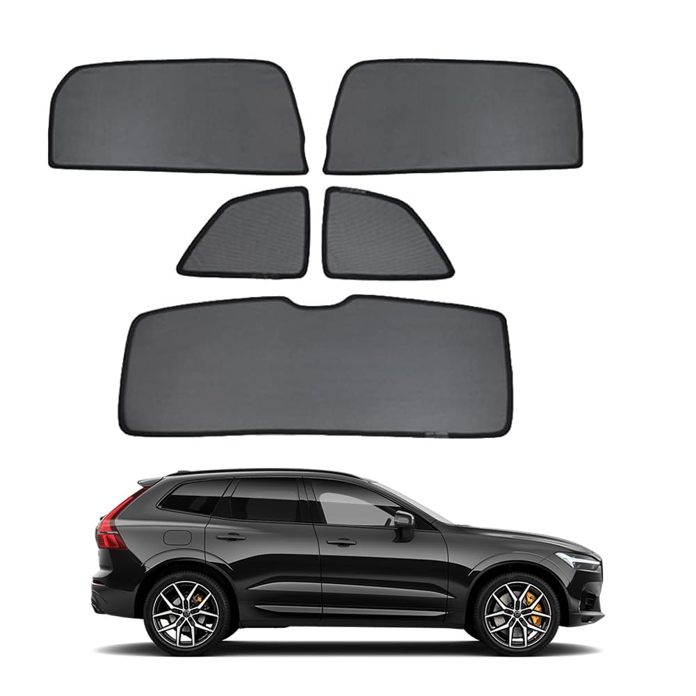 SioNS Sonnenschutz Auto Magnetisch Vorhang für Volvo XC60 2ND 2017-2023 UV Schutz Seitenscheiben Fenster Sonnenblende Zubehör Für Baby Kinder Erwachsene Haustiere Schwarz,5pcs