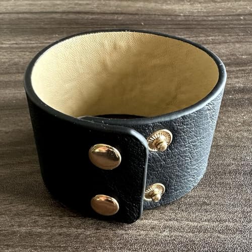 Punk Rock Flower Print Pattern Wristband Wide Leather Cuff Bracelet3