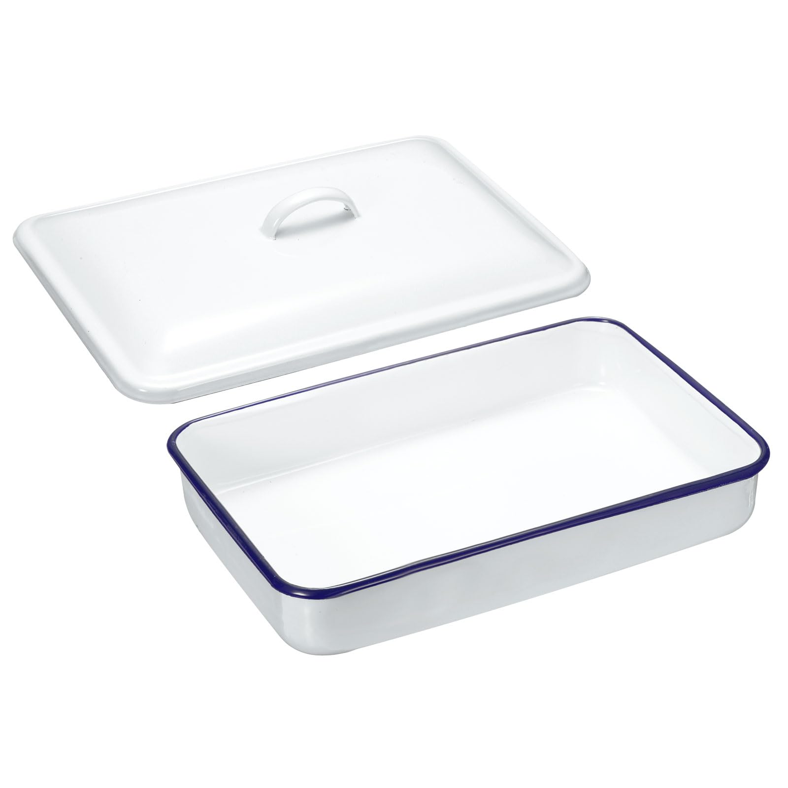 Bandeja de triple esmalte con tapa hermética que evita manchas y facilita la limpieza