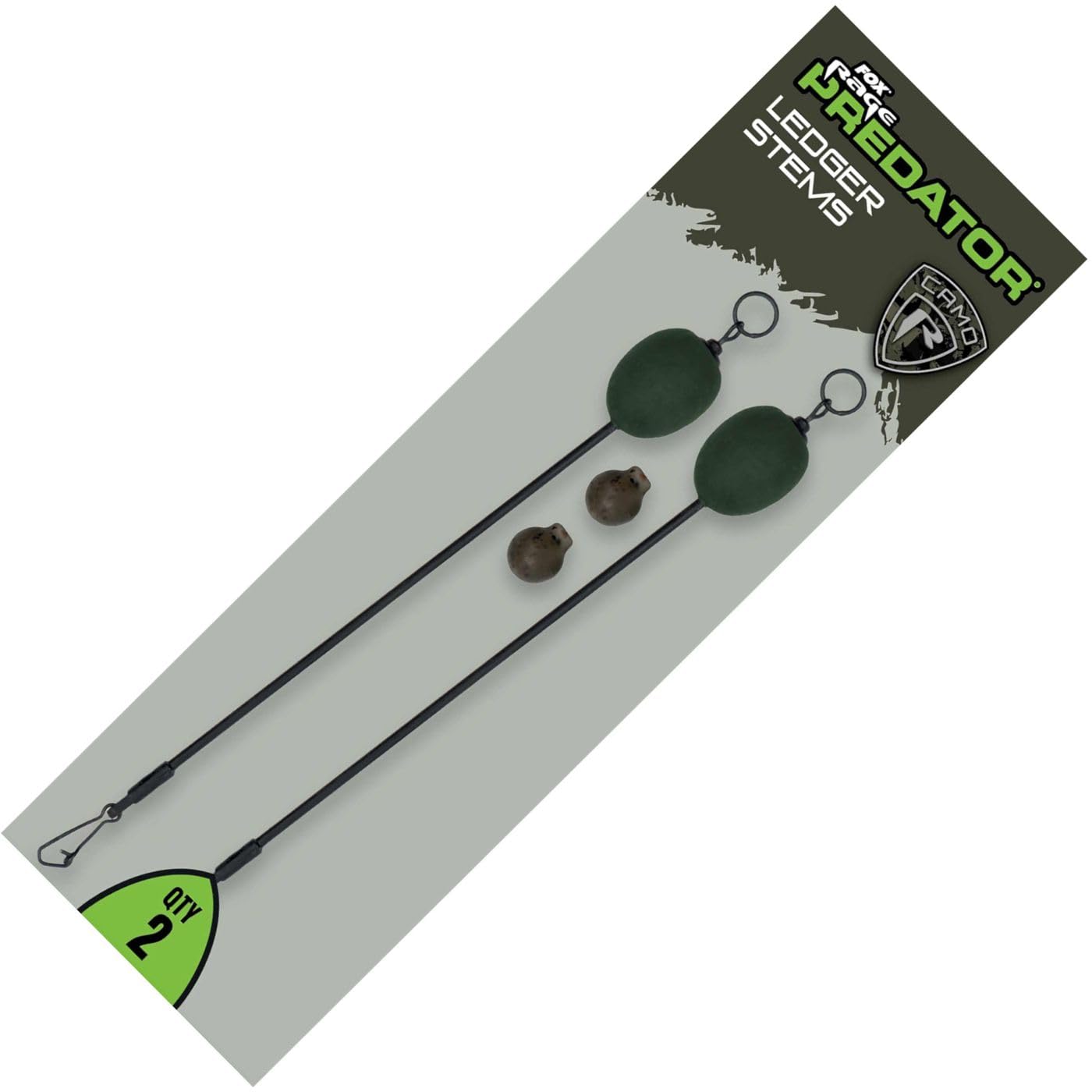 Fox Rage Predator Ledger Stems Medium | 2 Stems for Pike Bottom Fishing | Presents Deadbaits Over Weed and Debris | Large Bore Metal Ring Provides Low Resistance | Code FAC105
