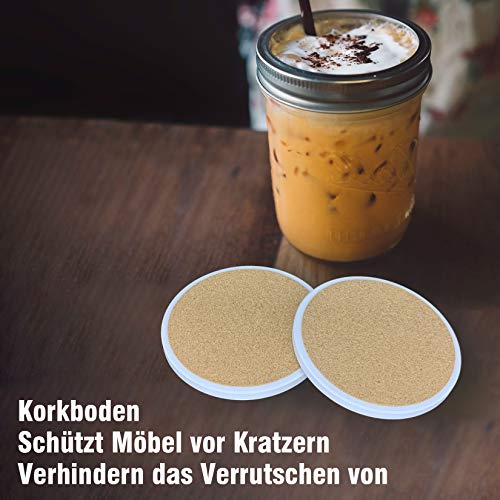 LuenHego Untersetzer Gläser 8er Set Saugfähige Keramik Untersetzer mit Korkboden/Metallhalter, Design Glasuntersetzer für Heimdekoration… – Ansicht 3