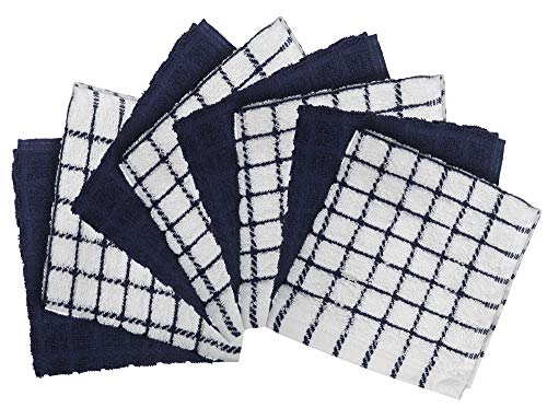 Image of Bumble Dish Cloths (8 Pack) | 12 inch x 12 inch | 100% Cotton Kitchen Towels | 405 GSM | Soft, Highly Absorbent & Durable Dish Towels for Kitchen | Navy