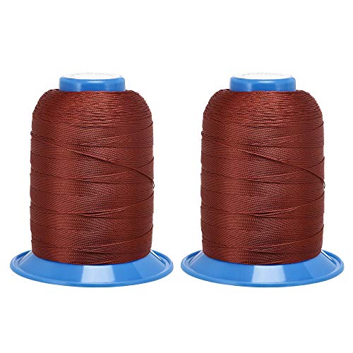 uxcell Hilos de coser de poliéster bonded 610 yardas 420D/0.45 mm hilo extra fuerte para tapicería para coser a mano y máquina (Marrón oscuro, 2 piezas) miniatura 1