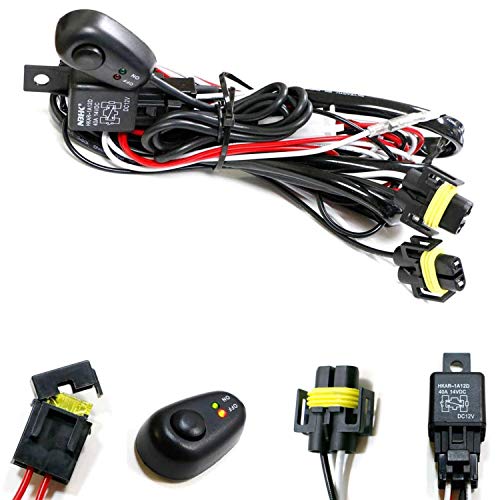 iJDMTOY H11/H8 Relay Harness Wire Kit with LED Light ON/Off Switch Compatible with Automtive Driving Light Fog Light Off-Road Lighting etc
