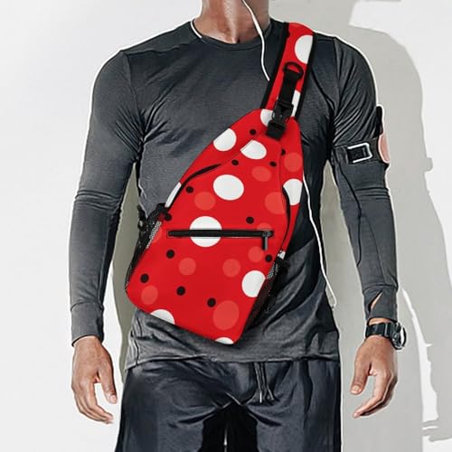 Bolso bandolera casual para senderismo rojo con puntos blancos miniatura 7