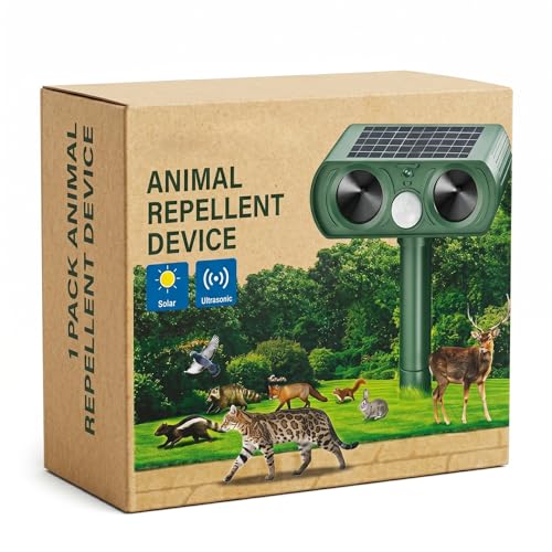 Repelente Gatos Ultrasónico de Jardín, con Frecuencia Variable Inteligente, Sensor de Movimiento PIR, IPX5 Impermeable, Ahuyentador de Animales para Gatos, Zorros, Pájaros, Patio y Huerto