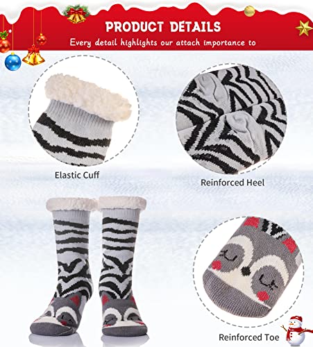 Image of WEVIAS Women Winter Socks Knit Anti-Slip Sweat Warm Cute Cartoon Animals Fuzzy Home Slipper Socks