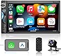 Apple Carplay Touchscreen Car Stereo: 7 Inch Double Din Car Radio Receiver with Android Auto - Bluetooth Mirror Link HD Backup Camera 16-Band EQ AM FM USB SD AUX Video Output SWC Wireless Remote