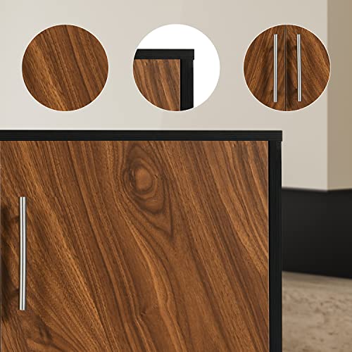 Black Sideboard Buffet Cabinet, 58’’ Accent Storage Cabinet With 4 Doors, Mid Century Modern Buffet Table With Adjustable Shelf, Buffets & Sideboards With Storage, Credenzas For Living Dining Room #TOP5