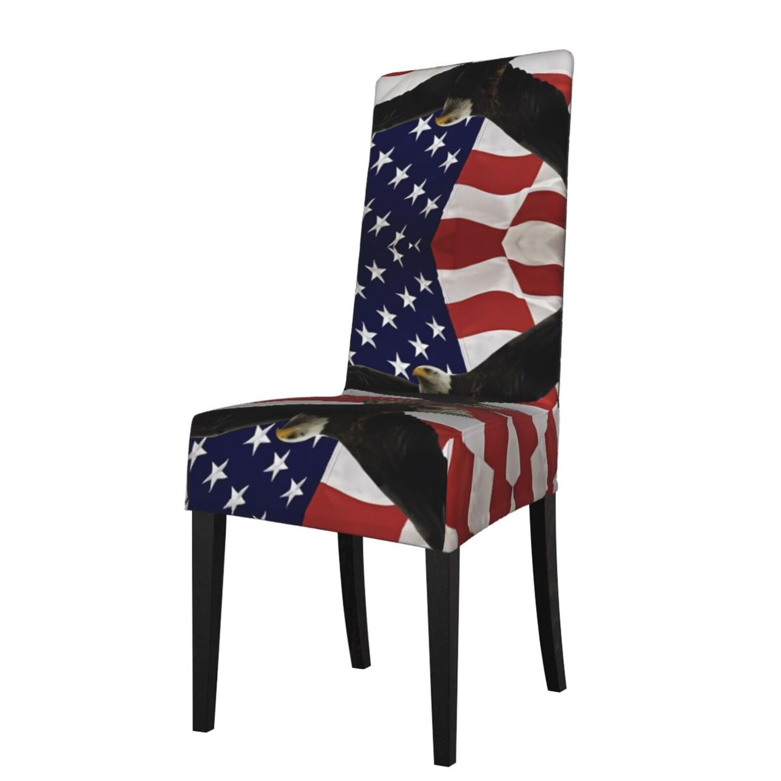 HJFCZH American Flag Fly Eagle Prints Dining Chair Throw Covers – Stretchable Polyester-Spandex Fabric for Elegant Home & Event Decor - Universal Fit & Easy Care