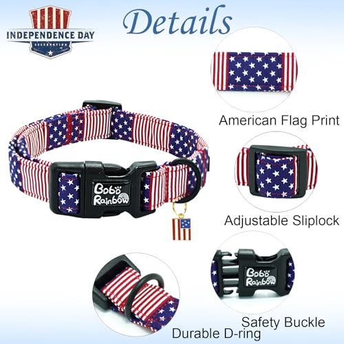 Image of Independence Dog Collar-Adjustable Cute American Flag Pet Collars Holiday Soft Comfortable Cotton Puppy Collar Gift for X-Small Dogs