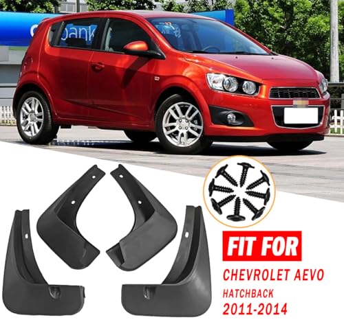 Image of Mud Flaps Mud Guards Fit for Chevrolet Aevo Hatchback 2011-2014, Front & Rear Mud Splash Guards Accessories - 4 Pc, Black