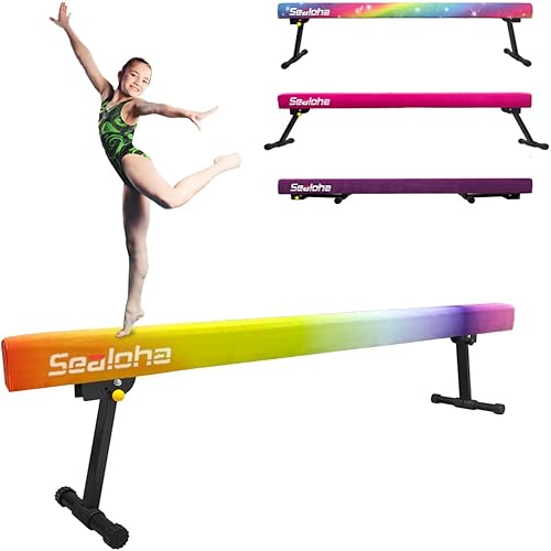 Miniatura 9 de 8ft Ultrasimple Adjustable&Foldable Balance Beam,High-Low Floor Beam Suede Gymnastics Equipment,No Tool Require, Gymnastics Beam for
