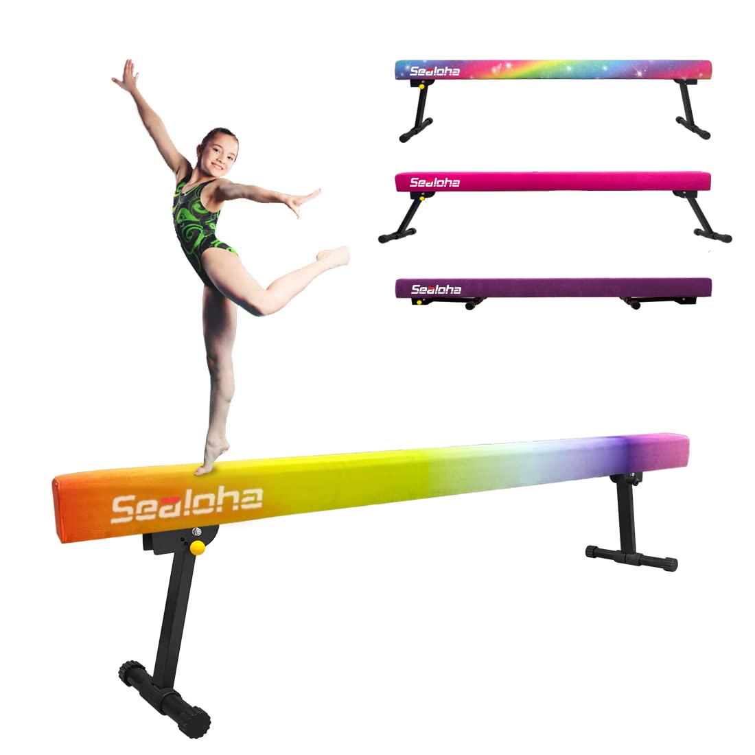 8ft Ultrasimple Adjustable&Foldable Balance Beam,High-Low Floor Beam Suede Gymnastics Equipment,No Tool Require, Gymnastics Beam for Training&Professional HomeTraining
