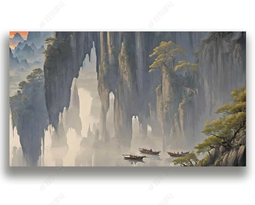 Art mural de luxe avec le papier peint intissé falaises et rivières