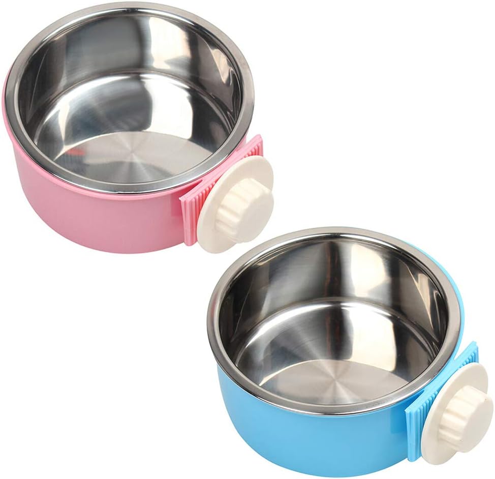 MyLifeUNIT Crate Hanging Dog Bowls, Removable Stainless Steel Dog Dish Bowls (2 Pack)