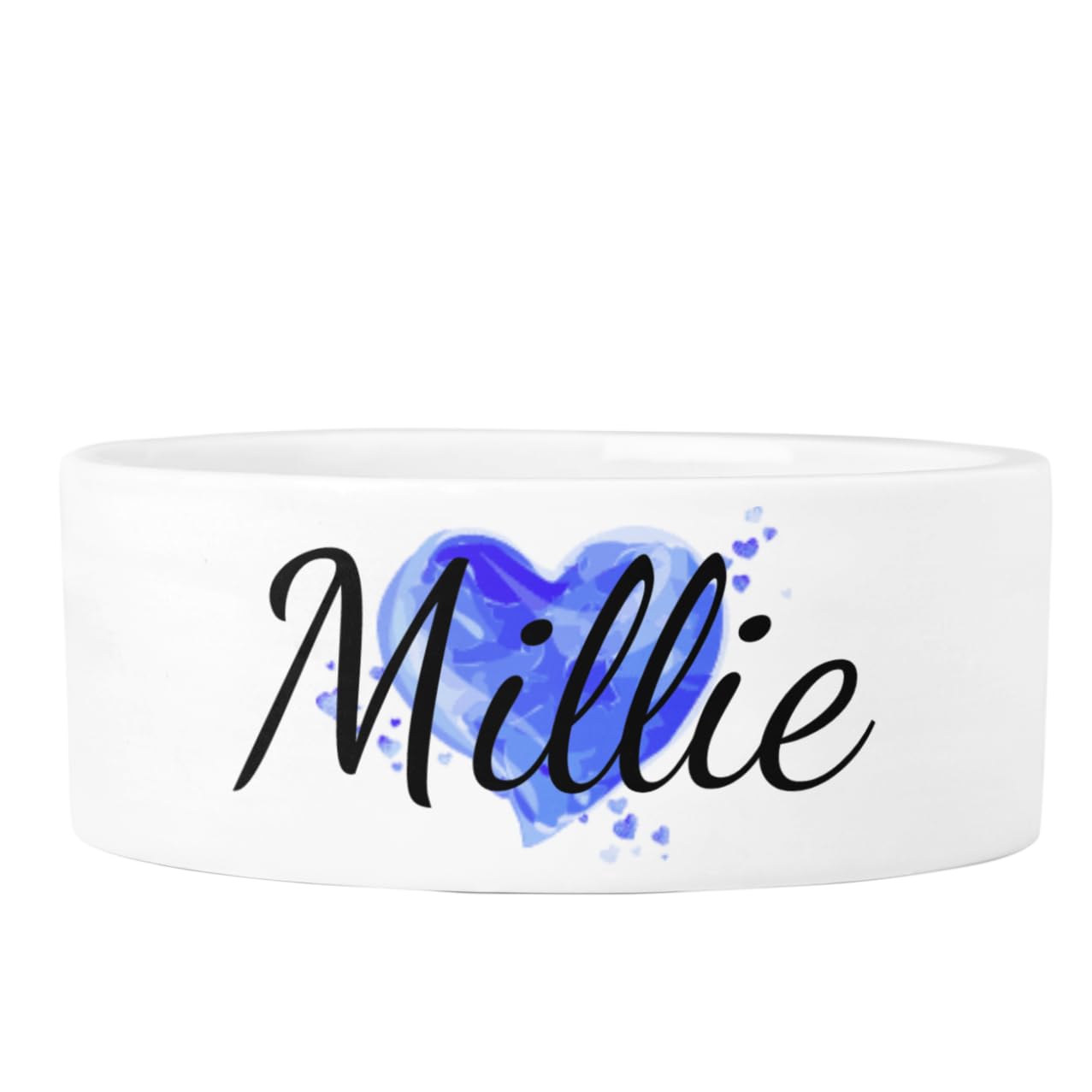 Personalised Small Cat/Dog Bowl - Blue Heart Design