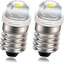 Ruiandsion 2pcs E10 LED Bulb DC 1.5V COB 0.5W 6000K White LED Bulb for Torch Light Flashlight Light,Negative Earth