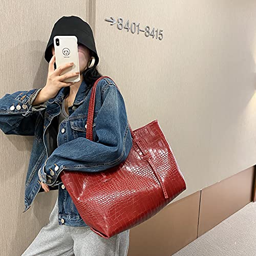 Tote Bag for Women Leather Crocodile Handbag Black Purse Large Shoulder Bag for Travel Work Shopping2