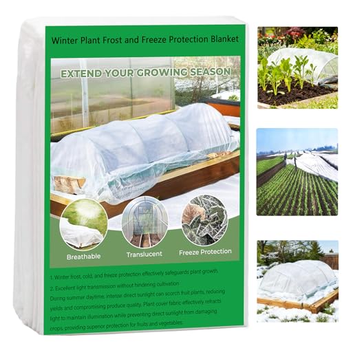 SNZ Plant Covers Freeze Protection, Frost Blanket for Outdoor Plants, Reusable Winter Tree Frost Cloth Plant Freeze Protection for Raised Beds Vegetables Insect Winter Frost, Seed Germination