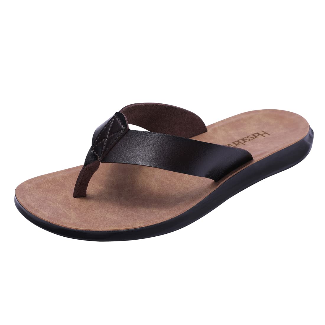 Harssidanzar Chanclas para hombre Sandalias, Tanga de verano Cómodos zapatos de playa de cuero de microfibra suave (Sugerir comprar una talla más grande) KM215