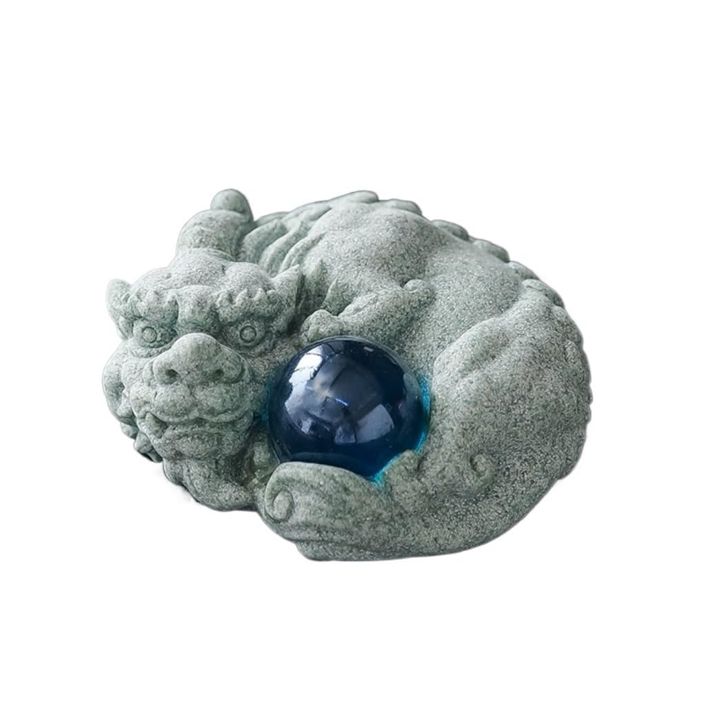 ENGENDER Kung Fu Tea Pet Chinese Style Green Sandstone Tea Pet Living Room Desktop Decoration Furnishings Kung Fu Set Accessories