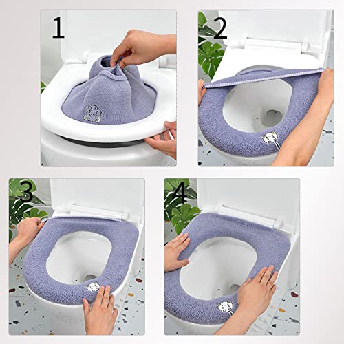 Sykerout 4 Stück WC-Sitzwärmer, waschbar wc sitzwärmer weiche toilettenkissen, WC Sitzbezüge, toilettensitzbezug Toiletten, die für die meisten Familien geeignet sind, bequem für Damen und Mütter usw… – Bild 5