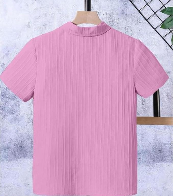 Image of Vikita Enterprise Devansh Cotton Stylish Boys Shirts Regular Fit Hawaiian Sugarcane Strips Popcorn Plain Unisex Shirt