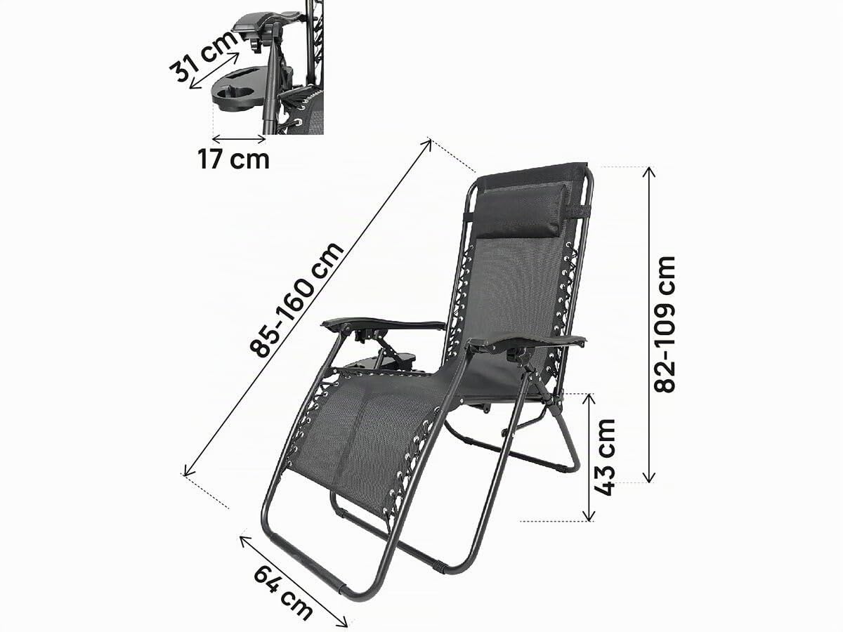 Fauteuil de Jardin Relax zéro gravité Sintra - Noir