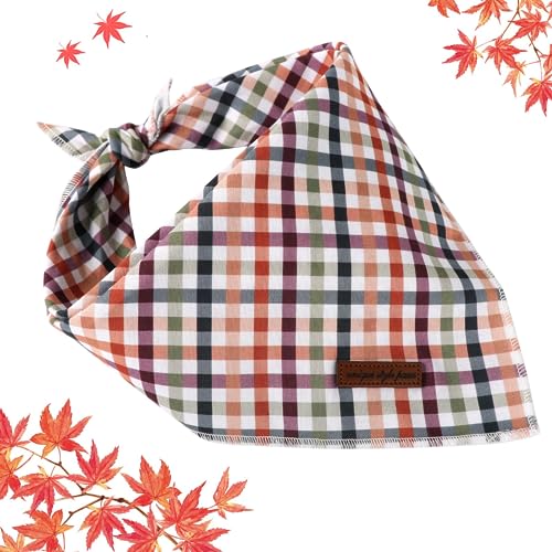 Unique style paws Dog Bandanas, Triangle Plaid Pet Scarf for Boy and Girl Premium Durable Fabric - Image 2