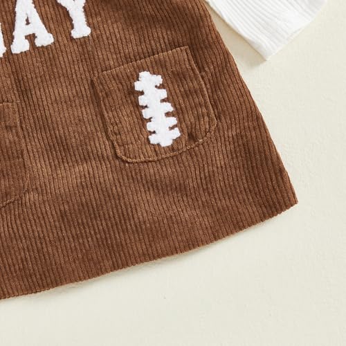 Baby Girl Football Outfit Game Day Long Sleeve Knit Romper Rugby Sleeveless Overall Dress 3Pcs Cute Fall Clothes4