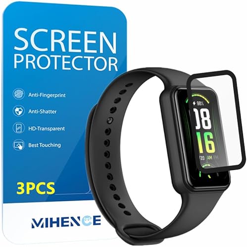 [3 piezas] Protector de pantalla compatible con Amazfit Band 7, cobertura de pantalla completa 3D, borde curvado, película protectora PAMA para