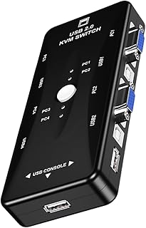 UKCOCO Vga Printer Sharer 4 in 1 Out Switch Printer Keyboard and Switcher Kvm Splitter Video Switcher 4 Port Switch Kvm Switcher 4 Port Black USB Dispenser Switch USB