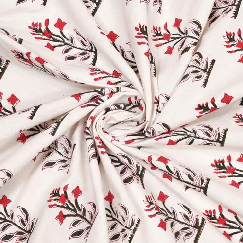 Image of BLOCKS OF INDIA Hand Block Printed Cotton Daylight Curtains with Eyelets(Set of 2 Curtains, Block 5, 7 Feet /Door, Semi Sheer, Multicolor)
