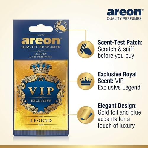 Image of AREON VIP - Hanging Cardboard Air Freshener for Car, Home & Office - Premium Cologne CAR Perfume Air Freshener with Natural Fragrances - Long Lasting, Fresh, Luxurious Scent - Stylish Design - LEGEND,