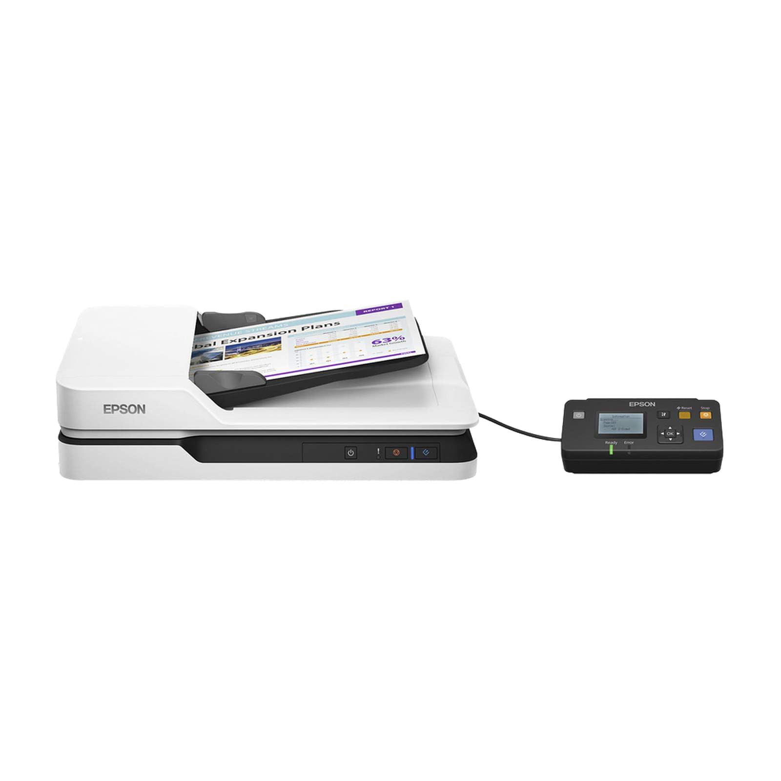 Epson WorkForce DS-1630 DIN A4 Dokumentenscanner (Scanner, kleine Standfläche, Dokumenteneinzug, Duplex, Drei-Pass, 600dpi, USB 3.0)