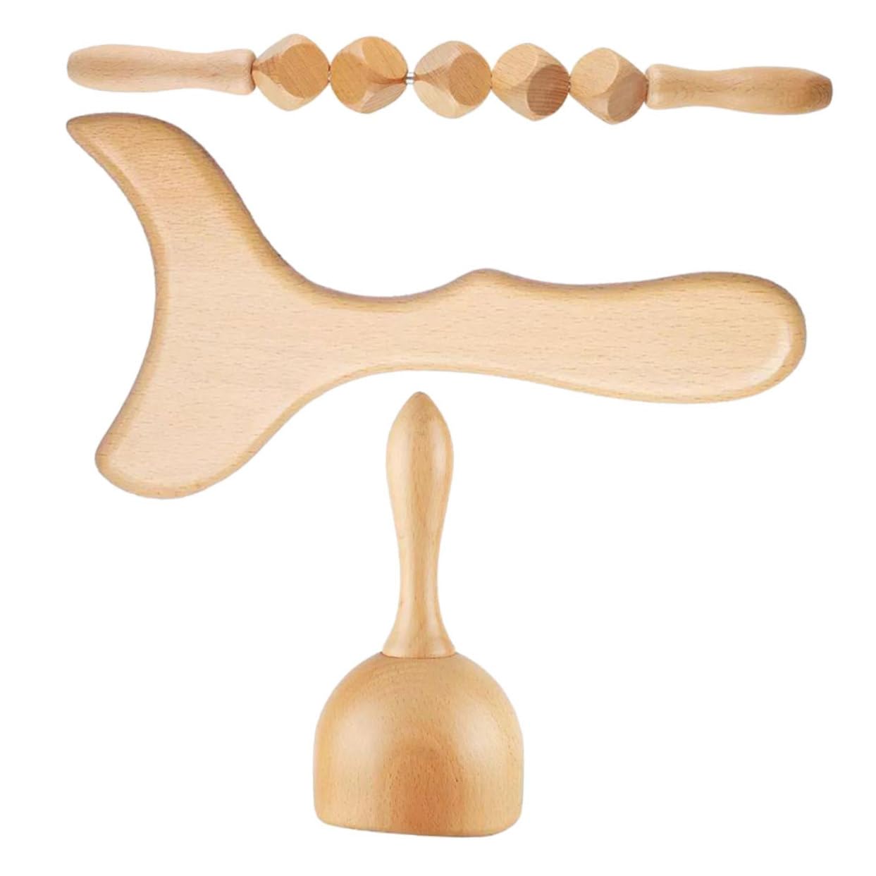 Juego de 3 Herramientas de Masaje de Madera para Acupresión