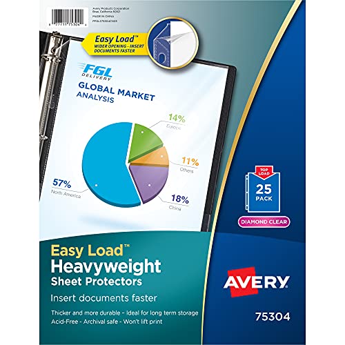 Protecteurs de tableau Avery transparents heavyweight sans acide lot de 25